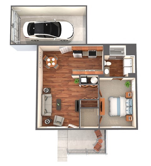Floor plan for 1 bed, 1 bath, 700 sqft
