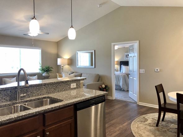 Groveport apartment for rent - A kitchen with a sink and a dishwasher.