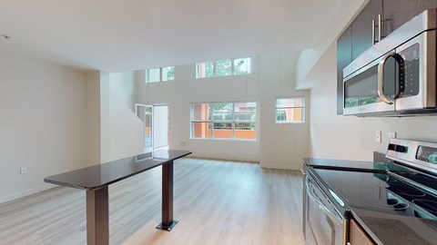 Floor plan for 1 bed, 1.5 baths, 960 sqft