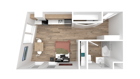 Floor plan for studio, 1 bath, 359 sqft