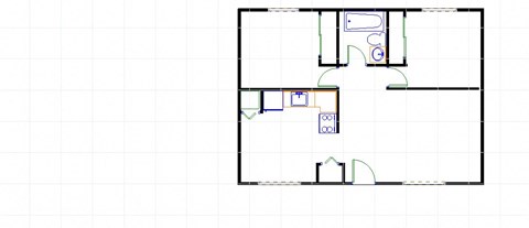 Floor plan for 2 beds, 1 bath, 800 sqft