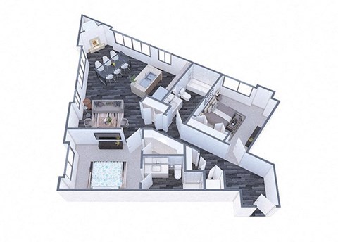 Floor plan for 2 beds, 2 baths, 1141 sqft