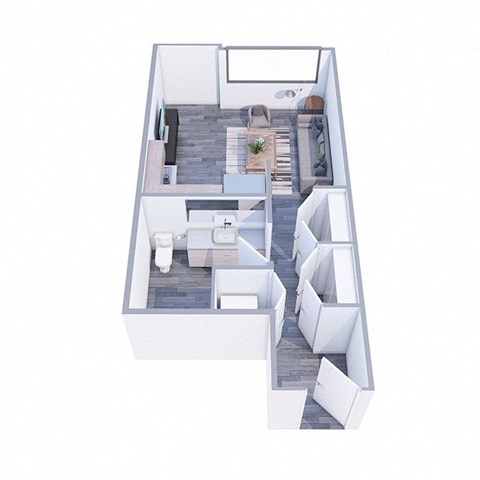 Floor plan for studio, 1 bath, 406 sqft