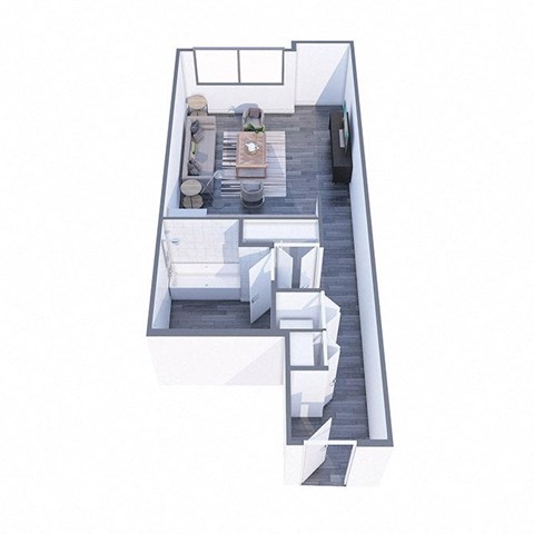 Floor plan for studio, 1 bath, 518 sqft
