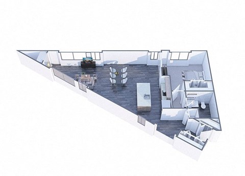 Floor plan for 1 bed, 1 bath, 1169 sqft