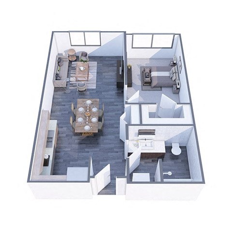 Floor plan for 1 bed, 1 bath, 550 sqft