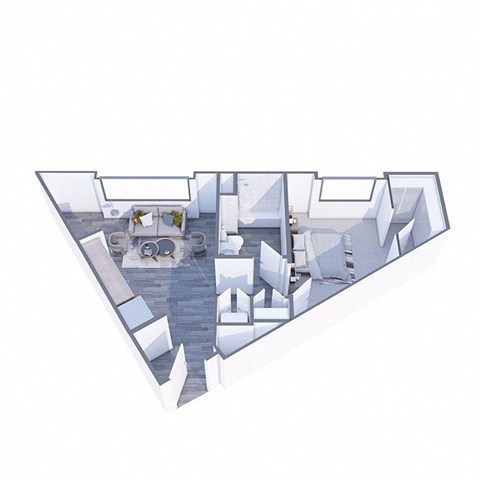 Floor plan for 1 bed, 1 bath, 550 sqft