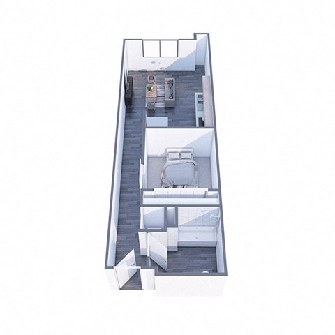 Floor plan for 1 bed, 1 bath, 525 sqft