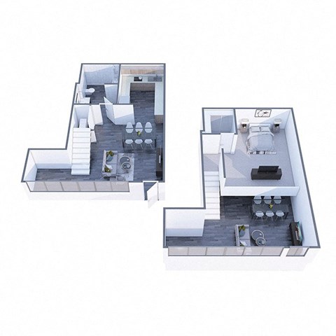 Floor plan for 1 bed, 1 bath, 870 sqft