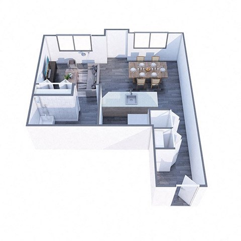 Floor plan for studio, 1 bath, 524 sqft