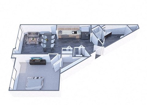 Floor plan for 1 bed, 1 bath, 525 sqft