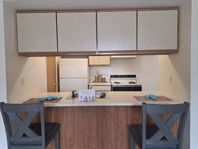 Imlay City apartment for rent - a kitchen with a counter and two chairs