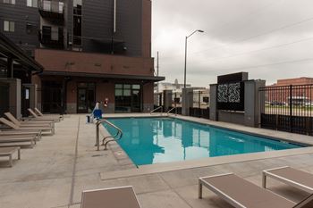 Heated pool in enclosed courtyard