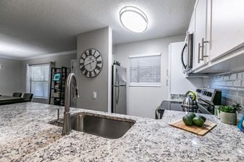 Sink with faucet in kitchen