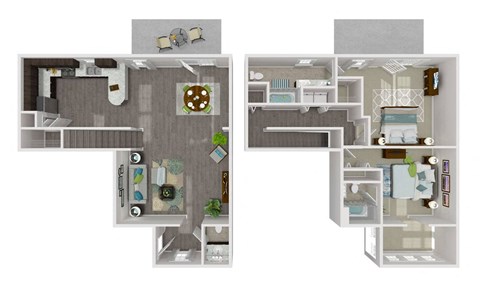 Floor plan for 2 beds, 2.5 baths, 1716 sqft