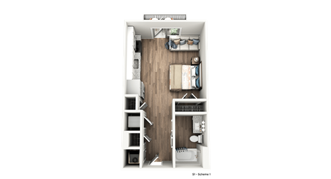 Floor plan for studio, 1 bath, 451 sqft