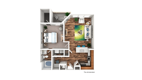 Floor plan for 1 bed, 1 bath, 803 sqft