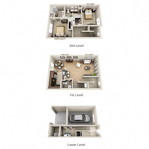 Floor plan for 2 beds, 2.5 baths, 1599 sqft