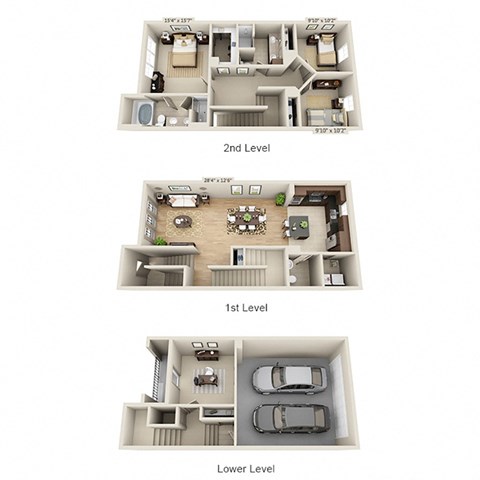 Floor plan for 3 beds, 2.5 baths, 2198 sqft