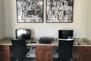 Resident business center with computer and printer