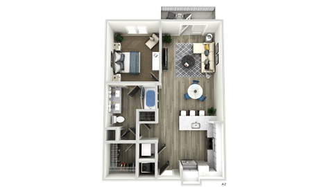Floor plan for 1 bed, 1 bath, 818 sqft