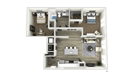 Floor plan for 1 bed, 1 bath, 1126 sqft