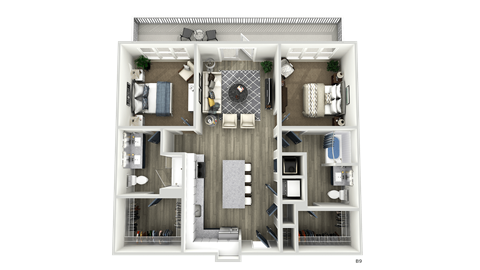 Floor plan for 2 beds, 2 baths, 1138 sqft