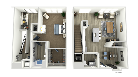 Floor plan for 1 bed, 1.5 baths, 1346 sqft