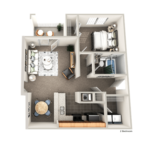 Floor plan for 1 bed, 1 bath, 945 sqft