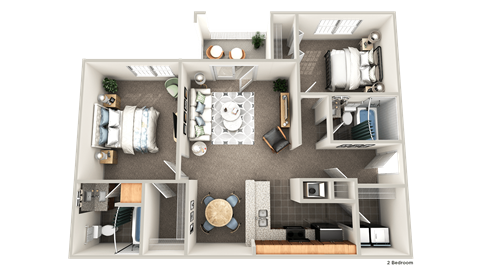 Floor plan for 2 beds, 2 baths, 1145 sqft