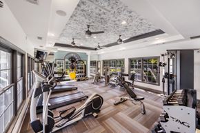 Atlanta apartment for rent - A gym with treadmills, weights, and exercise equipment.