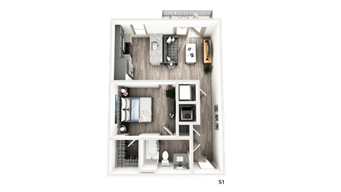 Floor plan for studio, 1 bath, 574 sqft