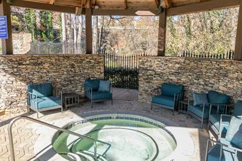Hot tub under pavilion