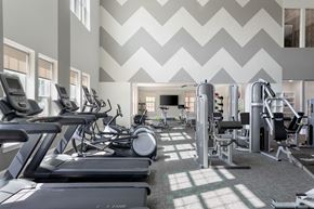 Apex apartment for rent - a large fitness center with treadmills and other exercise equipment