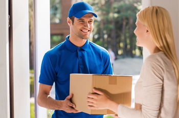 Package being delivered to a resident