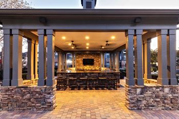 Poolside cabana grill & entertainment area