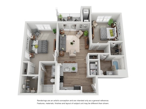 Floor plan for 2 beds, 2 baths, 1094 sqft