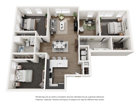 Floor plan for 3 beds, 2 baths, 1547 sqft