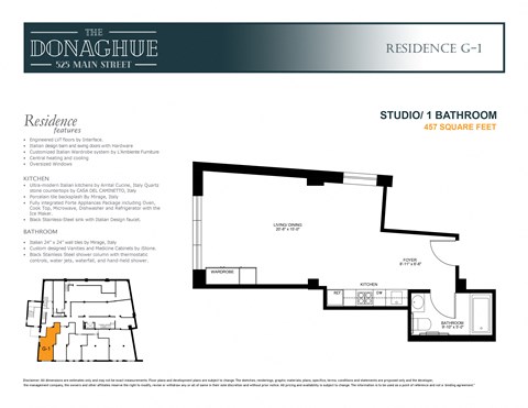 Floor plan for studio, 1 bath, 446 sqft