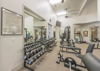 Fitness center with free weights