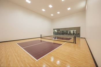 Squash court with wooden floor 