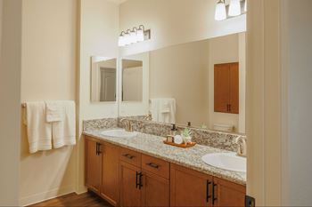A bathroom with mirror