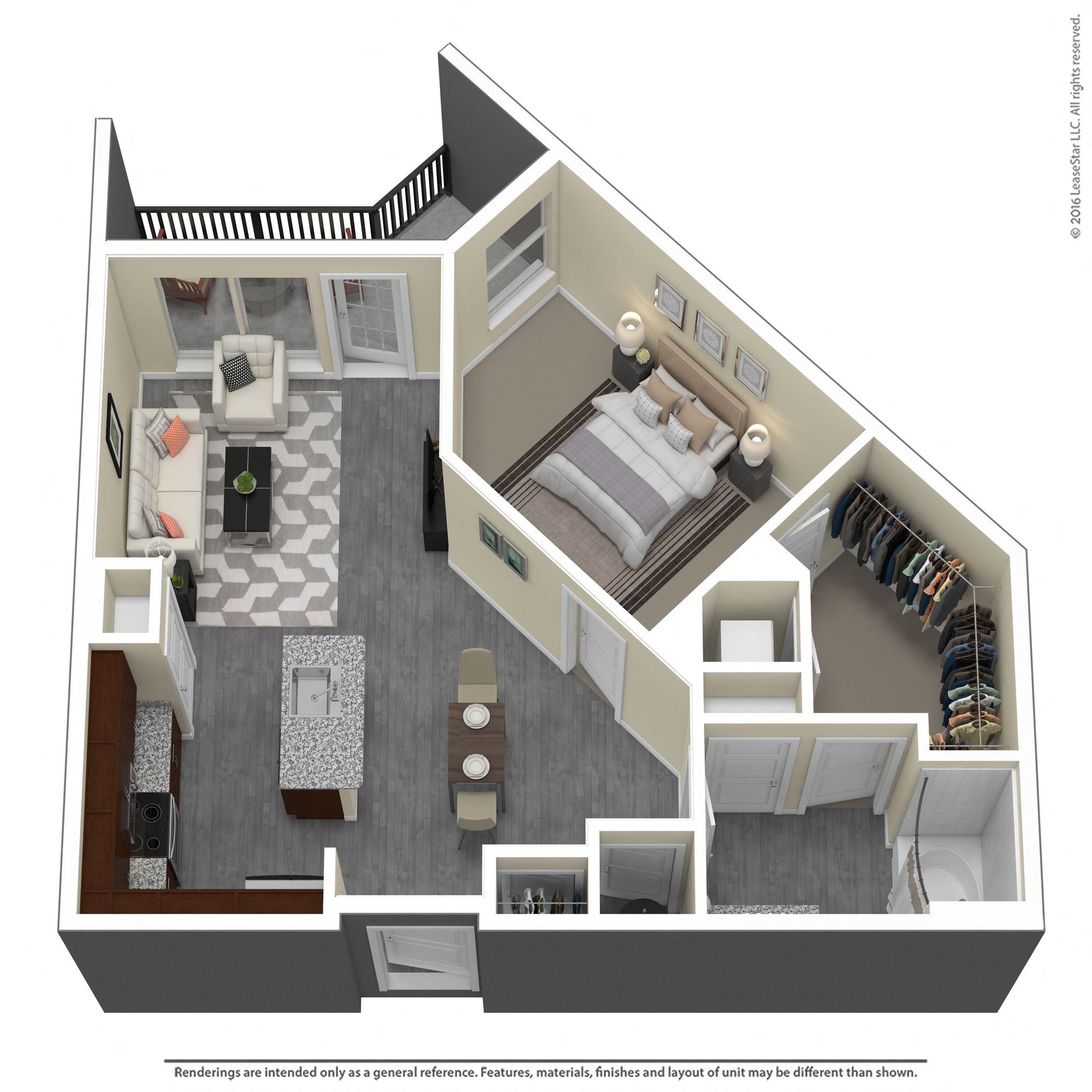 Floor plan for 1 bed, 1 bath, 813 sqft