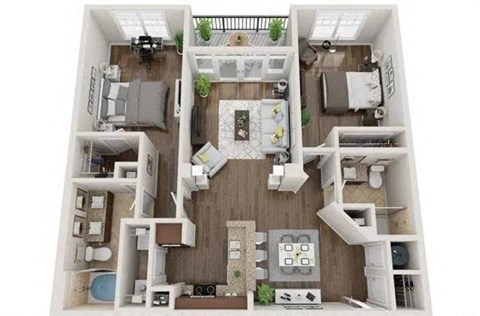 Floor plan for 2 beds, 2 baths, 1143 sqft