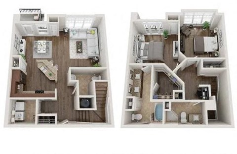 Floor plan for 2 beds, 2.5 baths, 1425 sqft