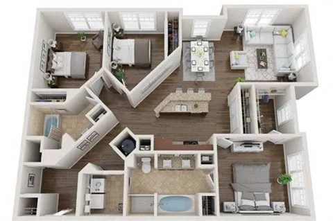 Floor plan for 3 beds, 2 baths, 1426 sqft