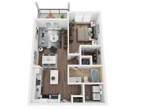 Floor plan for 1 bed, 1 bath, 824 sqft