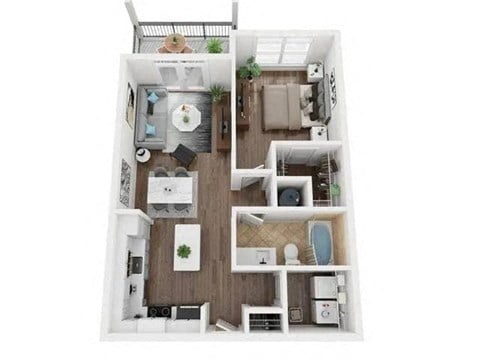 Floor plan for 1 bed, 1 bath, 811 sqft