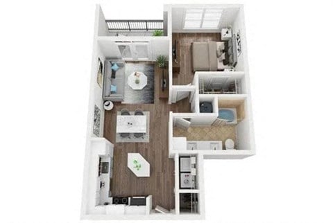 Floor plan for 1 bed, 1 bath, 824 sqft