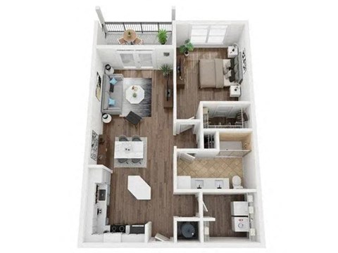 Floor plan for 1 bed, 1 bath, 824 sqft